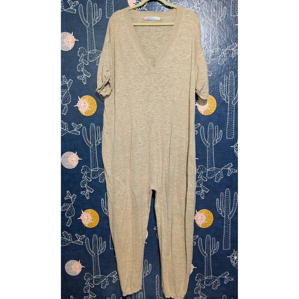 Free People Everyday Sweater One Piece Oversize Jumpsuit Beige Women's Medium - Picture 4 of 12